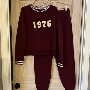 🐝 Marine Layer Burgundy Sweatshirt and sweat pants M EUC